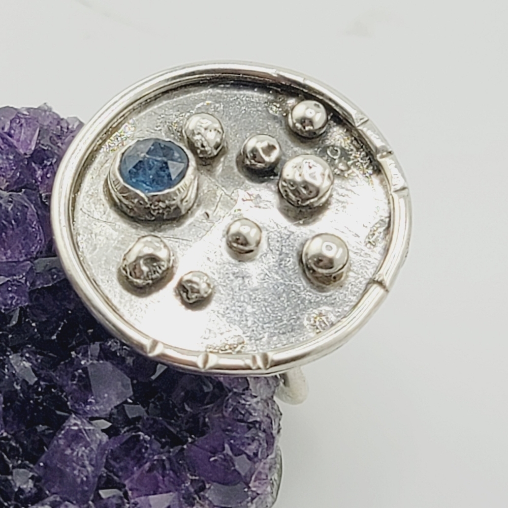KYANITE ROUND RING HANDMADE IN STERLING SILVER METAL SIZE 7 - Picture 3 of 13
